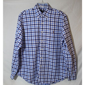 Ralph Lauren Blue Gingham Check Plaid Button-down Shirt Flesh Pony LS Men's L